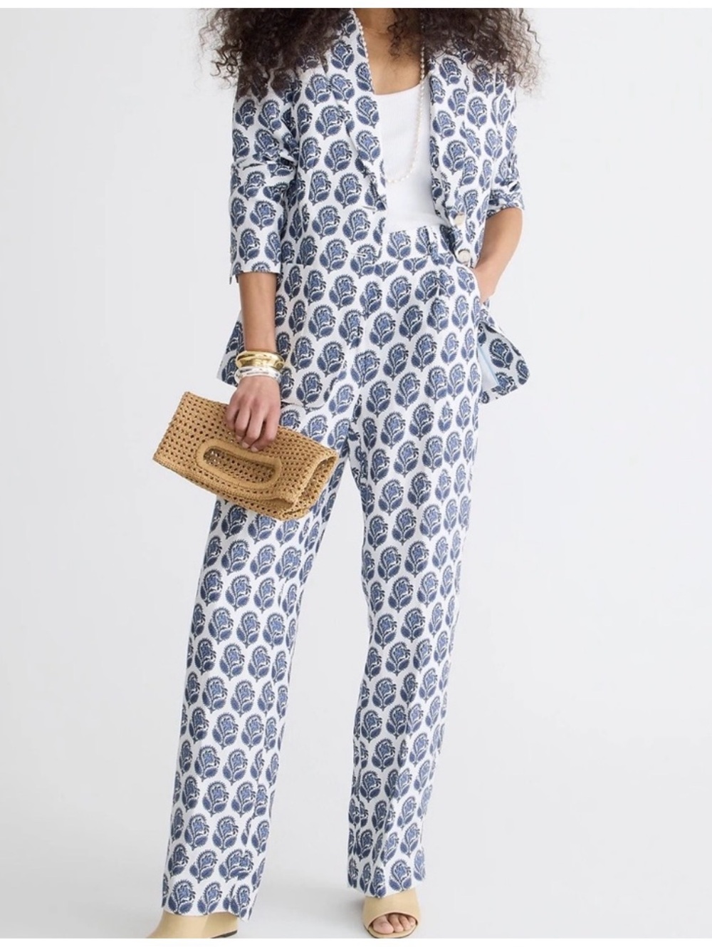 J.Crew Suit Set Size 10: Helena Blazer/Pants in bouquet block print Chelsea